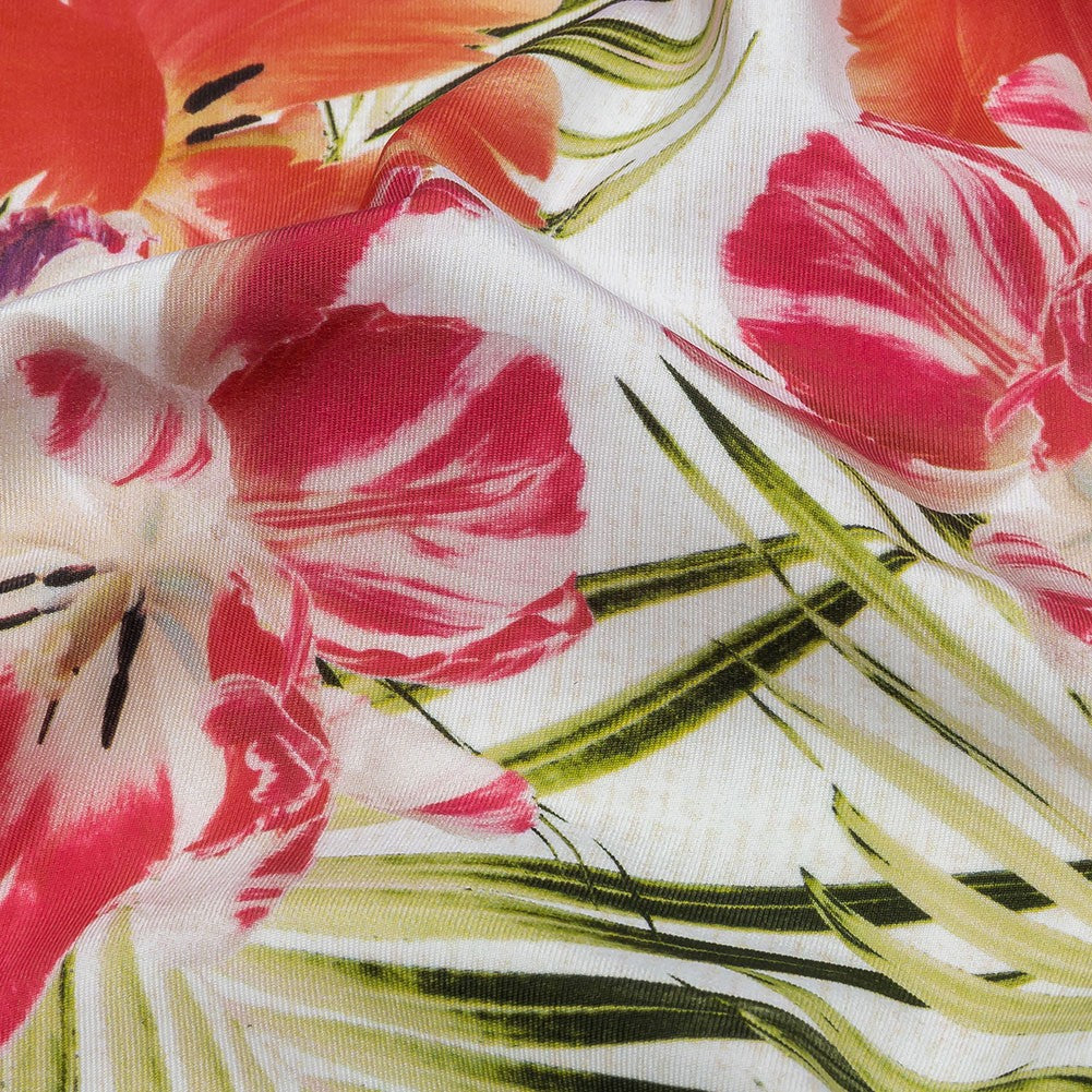 Compression Swimwear Tricot, UV Protective with Aloe Vera Microcapsules - Pink and Orange Tropical Floral - Caye Collection Compression Swimwear Tricot, UV Protective with Aloe Vera Microcapsules - Pink and Orange Tropical Floral - Caye Collection