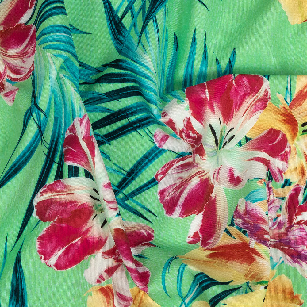 Compression Swimwear Tricot, UV Protective with Aloe Vera Microcapsules - Seafoam, Wild Orchid and Tangerine Tropical Floral - Caye Collection Detail Compression Swimwear Tricot, UV Protective with Aloe Vera Microcapsules - Seafoam, Wild Orchid and Tangerine Tropical Floral - Caye Collection Detail