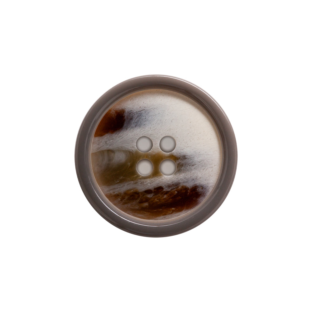 Italian Mourning Dove and Beige Abstract 4-Hole Plastic Button - 36L/23mm Italian Mourning Dove and Beige Abstract 4-Hole Plastic Button - 36L/23mm