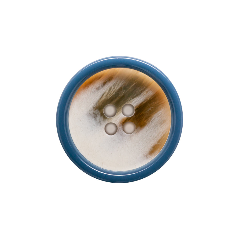 Italian Blue, Chipmunk and Silver Birch Abstract 4-Hole Plastic Button - 36L/23mm Italian Blue, Chipmunk and Silver Birch Abstract 4-Hole Plastic Button - 36L/23mm