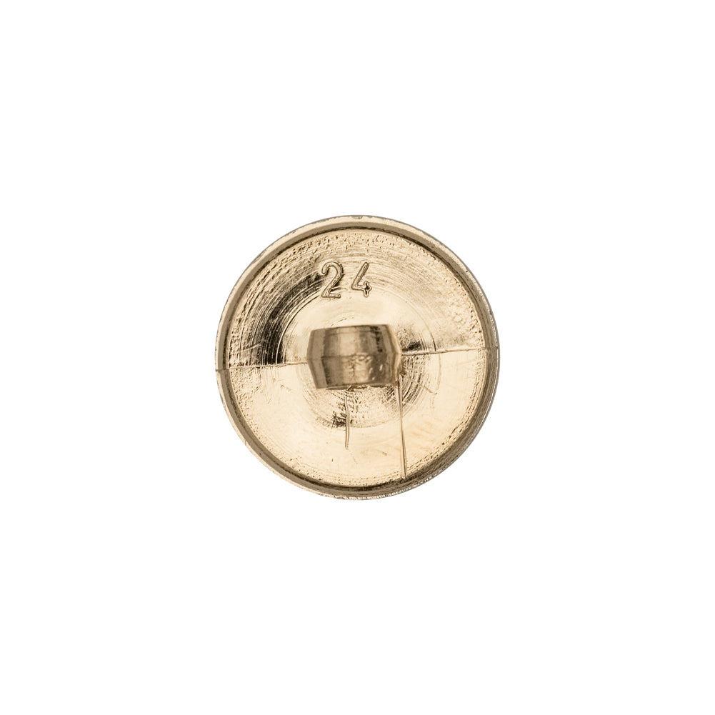 Italian Gold Crest Plastic Shank Back Button - 24L/15mm Detail Italian Gold Crest Plastic Shank Back Button - 24L/15mm Detail
