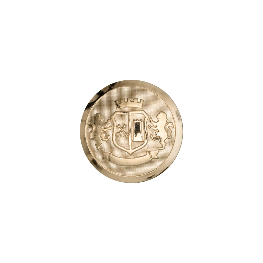 Italian Gold Crest Plastic Shank Back Button - 24L/15mm Italian Gold Crest Plastic Shank Back Button - 24L/15mm
