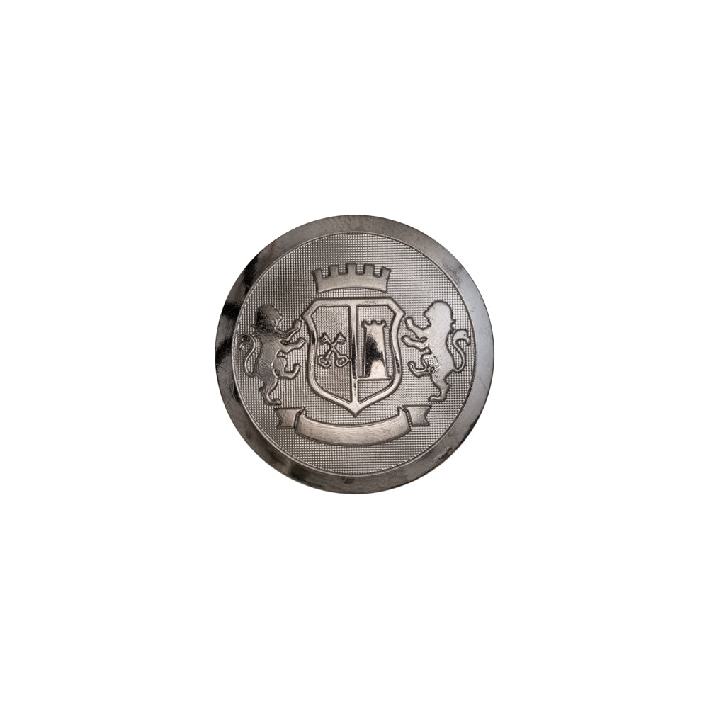Italian Silver Crest Plastic Shank Back Button - 24L/15mm Italian Silver Crest Plastic Shank Back Button - 24L/15mm