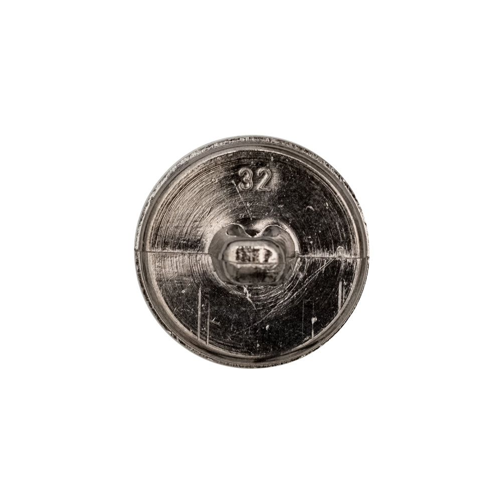 Italian Silver Crest Plastic Shank Back Button - 32L/20mm Detail Italian Silver Crest Plastic Shank Back Button - 32L/20mm Detail
