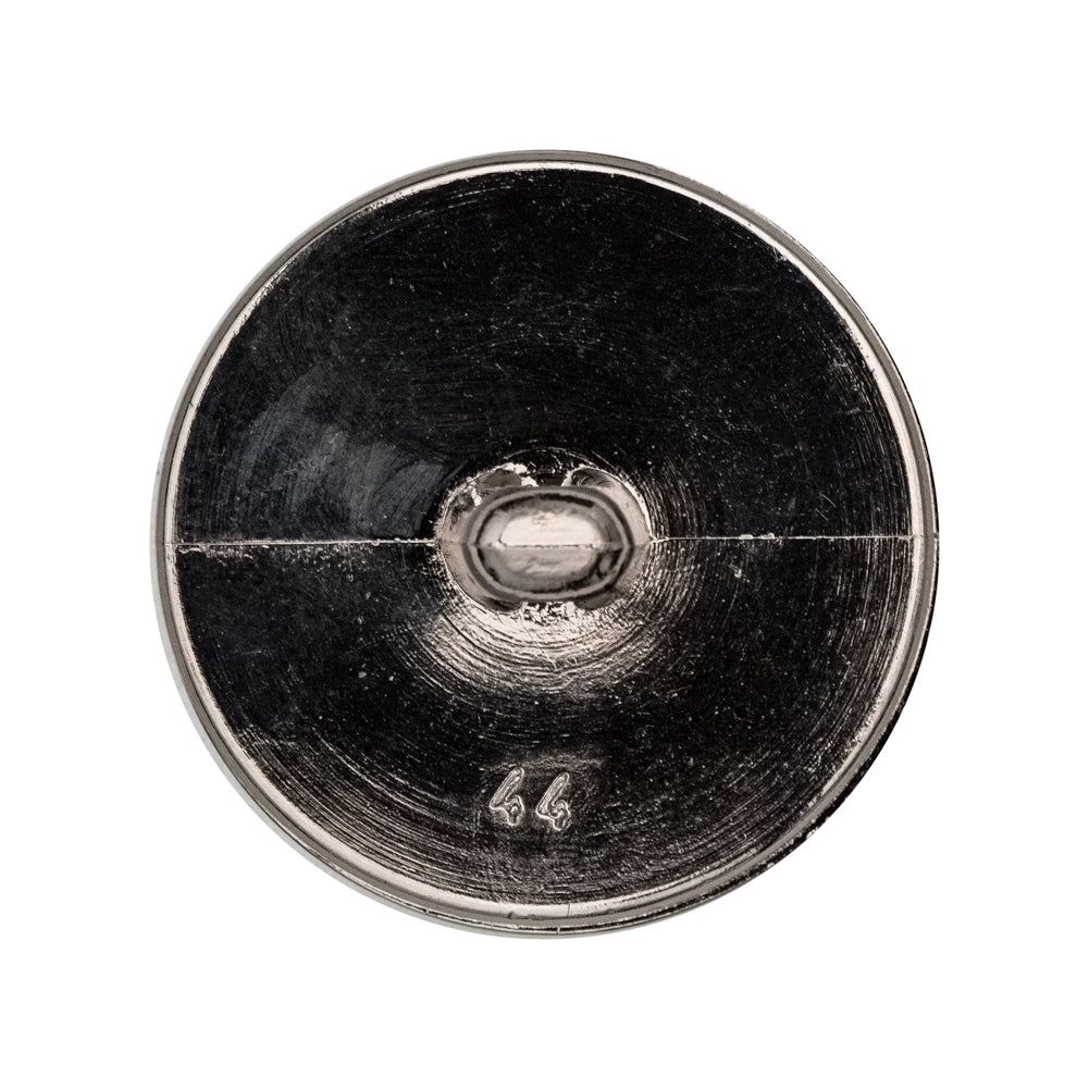 Italian Silver Crest Plastic Shank Back Button - 44L/28mm Detail Italian Silver Crest Plastic Shank Back Button - 44L/28mm Detail