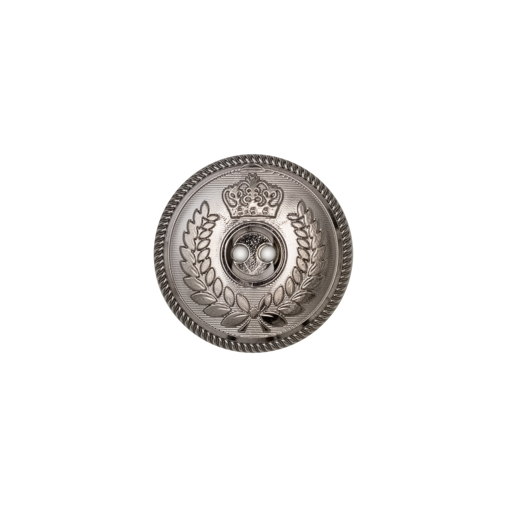 Italian Silver 2-Hole Crest Button - 24L/15mm Italian Silver 2-Hole Crest Button - 24L/15mm