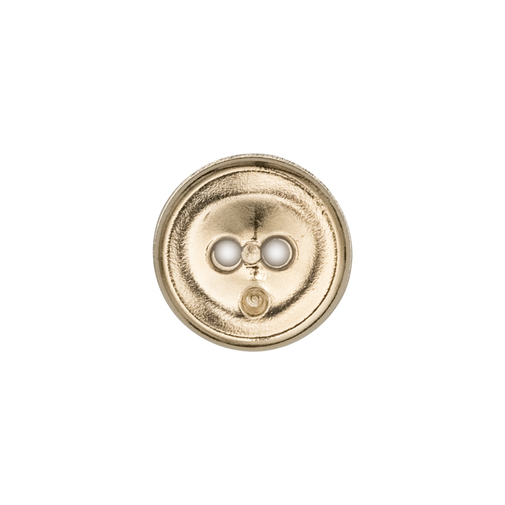 Italian Gold 2-Hole Crest Button - 24L/15mm Detail Italian Gold 2-Hole Crest Button - 24L/15mm Detail