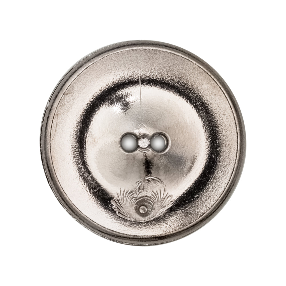 Italian Silver 2-Hole Crest Button - 44L/28mm Detail Italian Silver 2-Hole Crest Button - 44L/28mm Detail