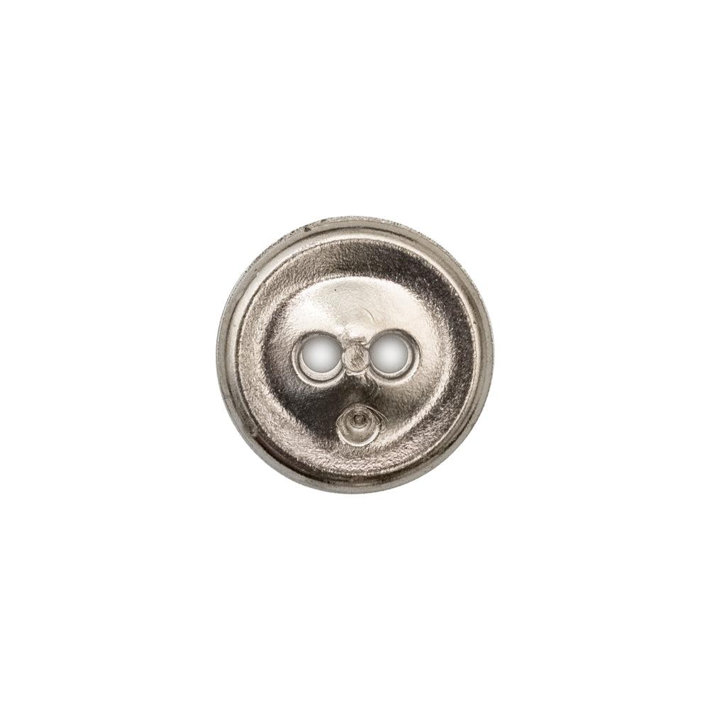 Italian Silver and Black 2-Hole Crest Button - 24L/15mm Detail Italian Silver and Black 2-Hole Crest Button - 24L/15mm Detail