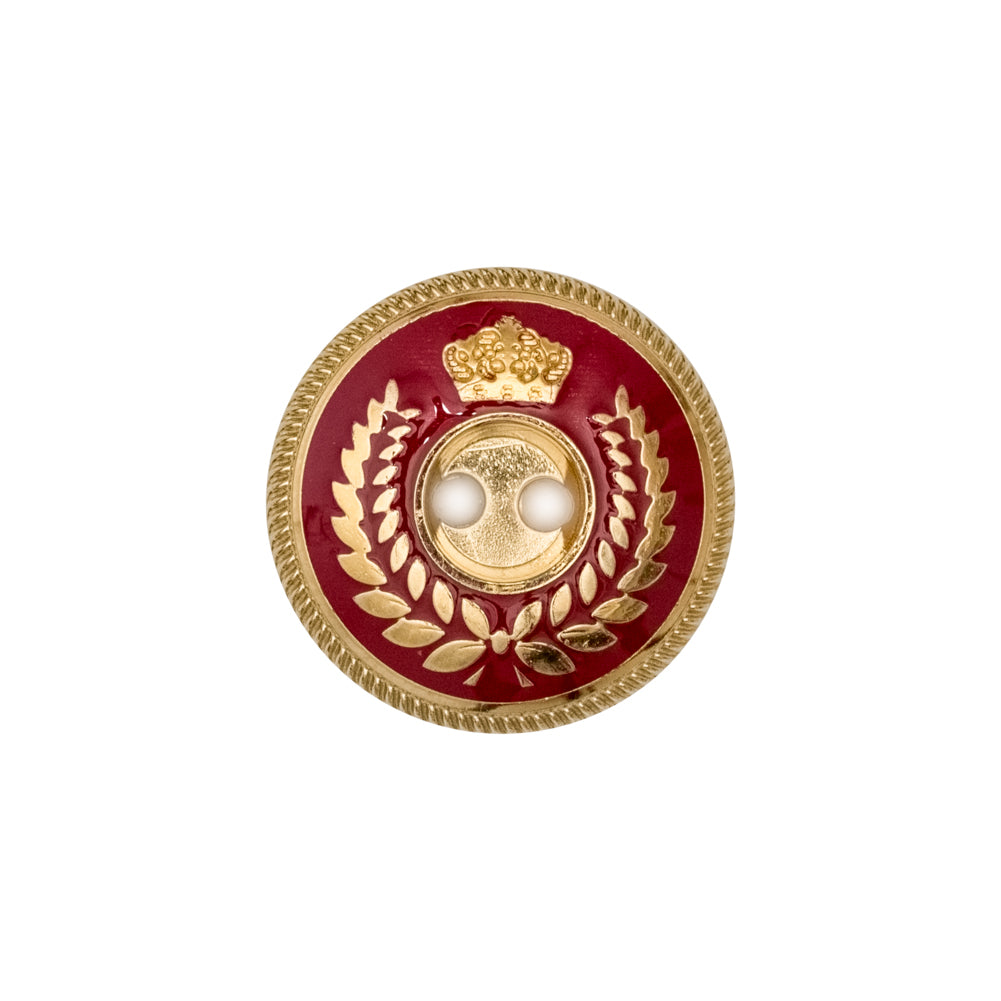 Italian Gold and Red 2-Hole Crest Button - 32L/20mm Italian Gold and Red 2-Hole Crest Button - 32L/20mm