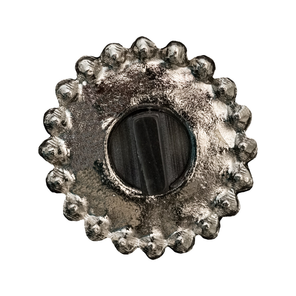 Italian Silver Metal, Crystal Rhinestones and Rabbit Shell Shank Button - 48L/30.5mm Detail Italian Silver Metal, Crystal Rhinestones and Rabbit Shell Shank Button - 48L/30.5mm Detail