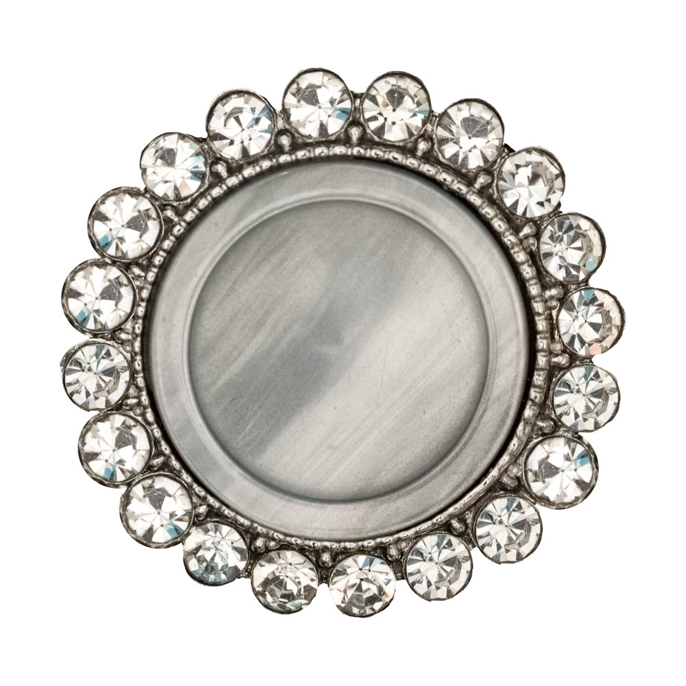 Italian Silver Metal, Crystal Rhinestones and Rabbit Shell Shank Button - 48L/30.5mm Italian Silver Metal, Crystal Rhinestones and Rabbit Shell Shank Button - 48L/30.5mm
