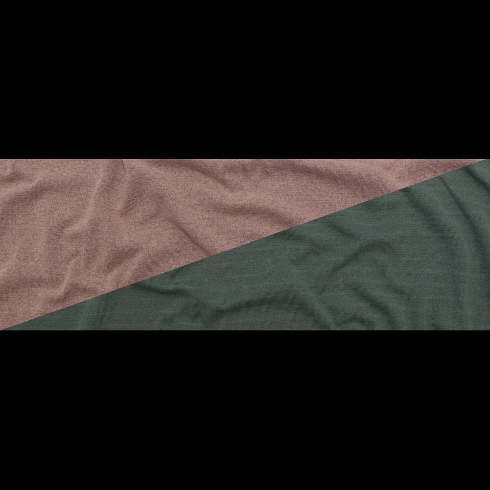 Italian Striped Sea Spray, Castor Gray and Adobe Rose Reversible Wool Double Knit Full Italian Striped Sea Spray, Castor Gray and Adobe Rose Reversible Wool Double Knit Full