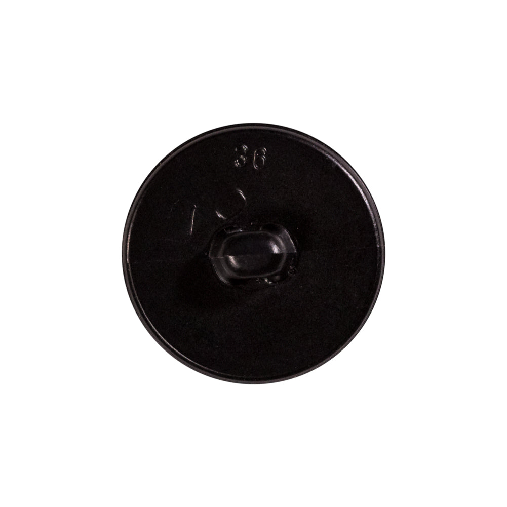 Italian Black Faux Leather Plastic Button - 36L/23mm Detail Italian Black Faux Leather Plastic Button - 36L/23mm Detail
