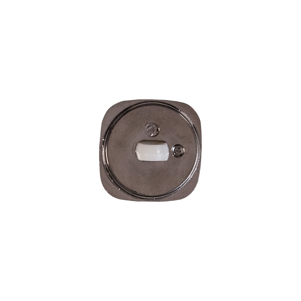 Italian White and Gunmetal 2-Piece Plastic Button - 22L/14mm Detail Italian White and Gunmetal 2-Piece Plastic Button - 22L/14mm Detail