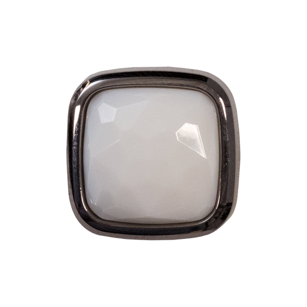 Italian White and Gunmetal 2-Piece Plastic Button - 30L/19mm Italian White and Gunmetal 2-Piece Plastic Button - 30L/19mm