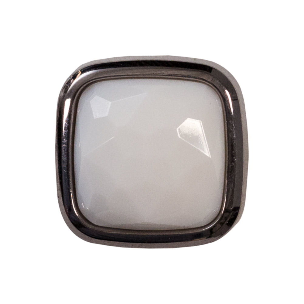Italian White and Gunmetal 2-Piece Plastic Button - 38L/24mm Italian White and Gunmetal 2-Piece Plastic Button - 38L/24mm