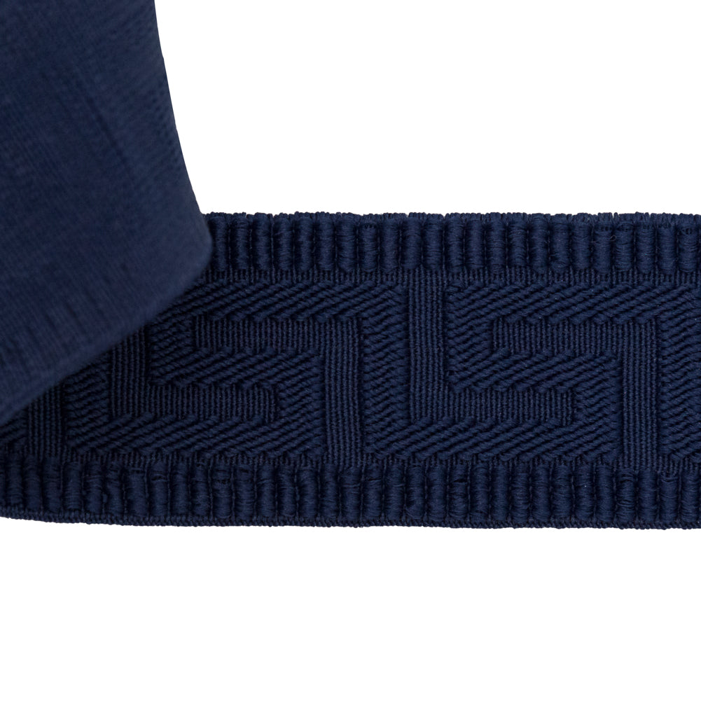 Italian Navy Elastic Greek Key Trim - 1.5" Detail Italian Navy Elastic Greek Key Trim - 1.5" Detail