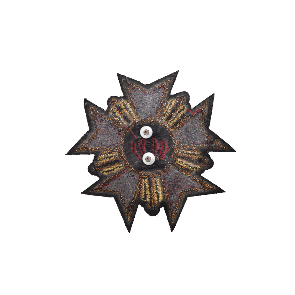 Italian Red, Gold and Black Crest Applique - 3" x 3" Detail Italian Red, Gold and Black Crest Applique - 3" x 3" Detail