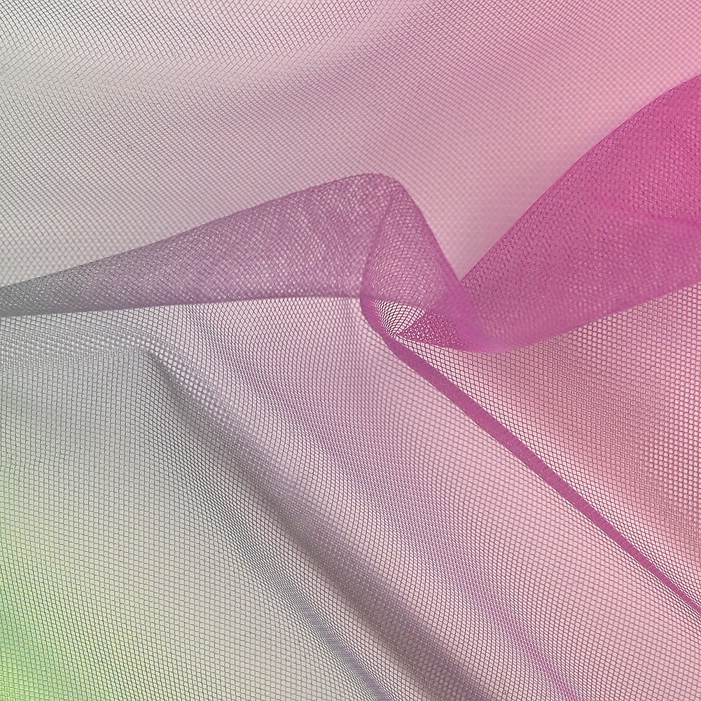 Ombre Shadow Tulle - Turquoise, Absinthe Green and Violet Folded Ombre Shadow Tulle - Turquoise, Absinthe Green and Violet Folded