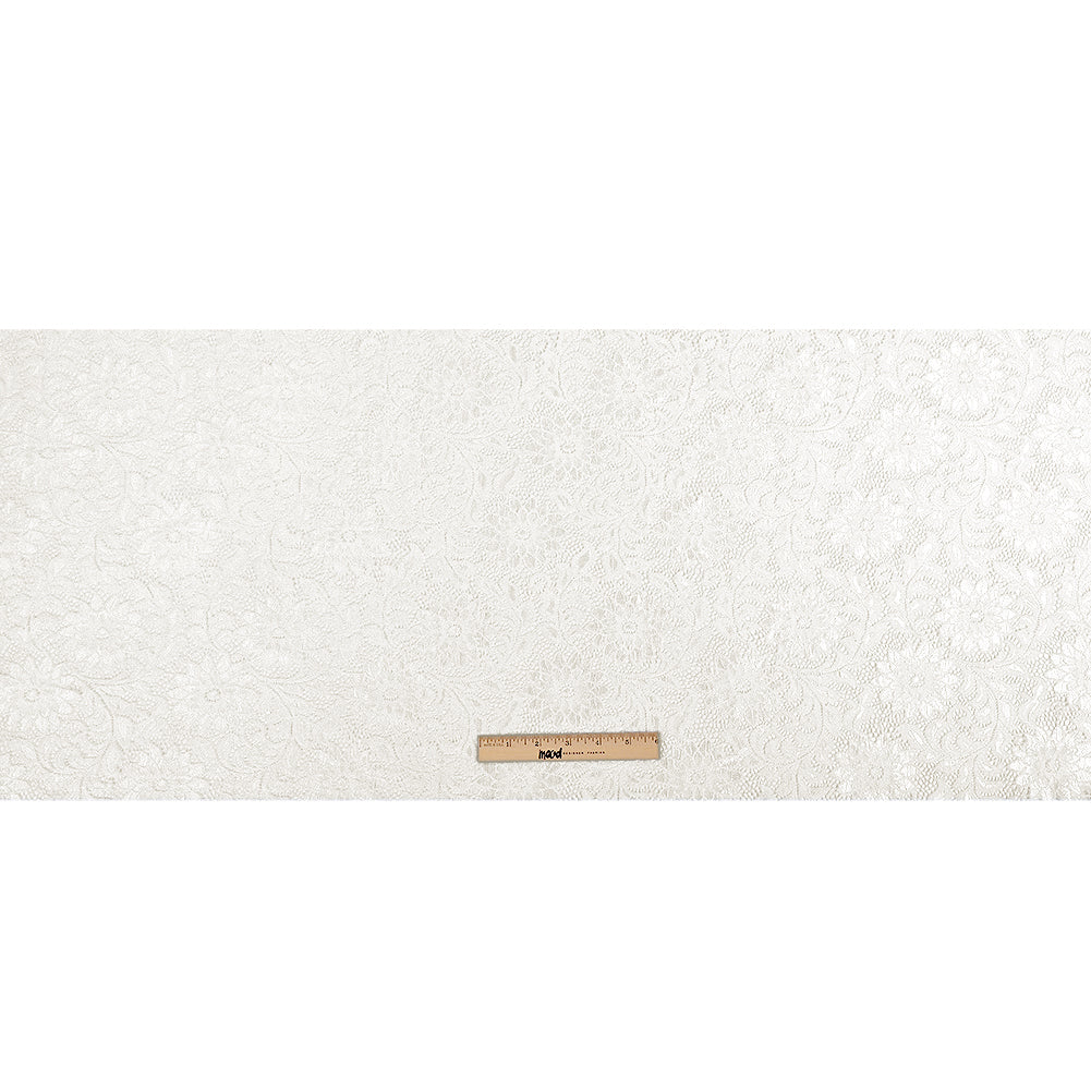 Re-Embroidered Stretch Lace - White Sunflowers - McKee Collection Drape Re-Embroidered Stretch Lace - White Sunflowers - McKee Collection Drape