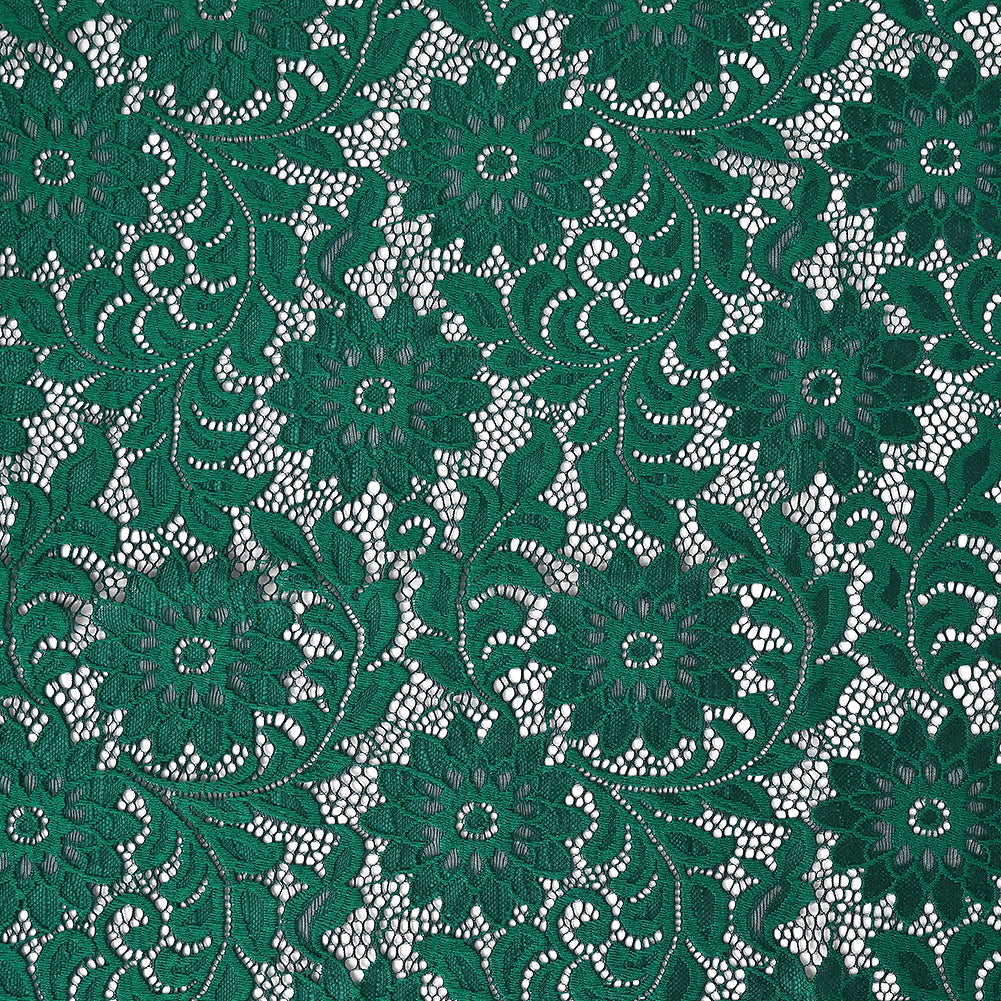 Re-Embroidered Stretch Lace - Emerald Sunflowers - McKee Collection Re-Embroidered Stretch Lace - Emerald Sunflowers - McKee Collection