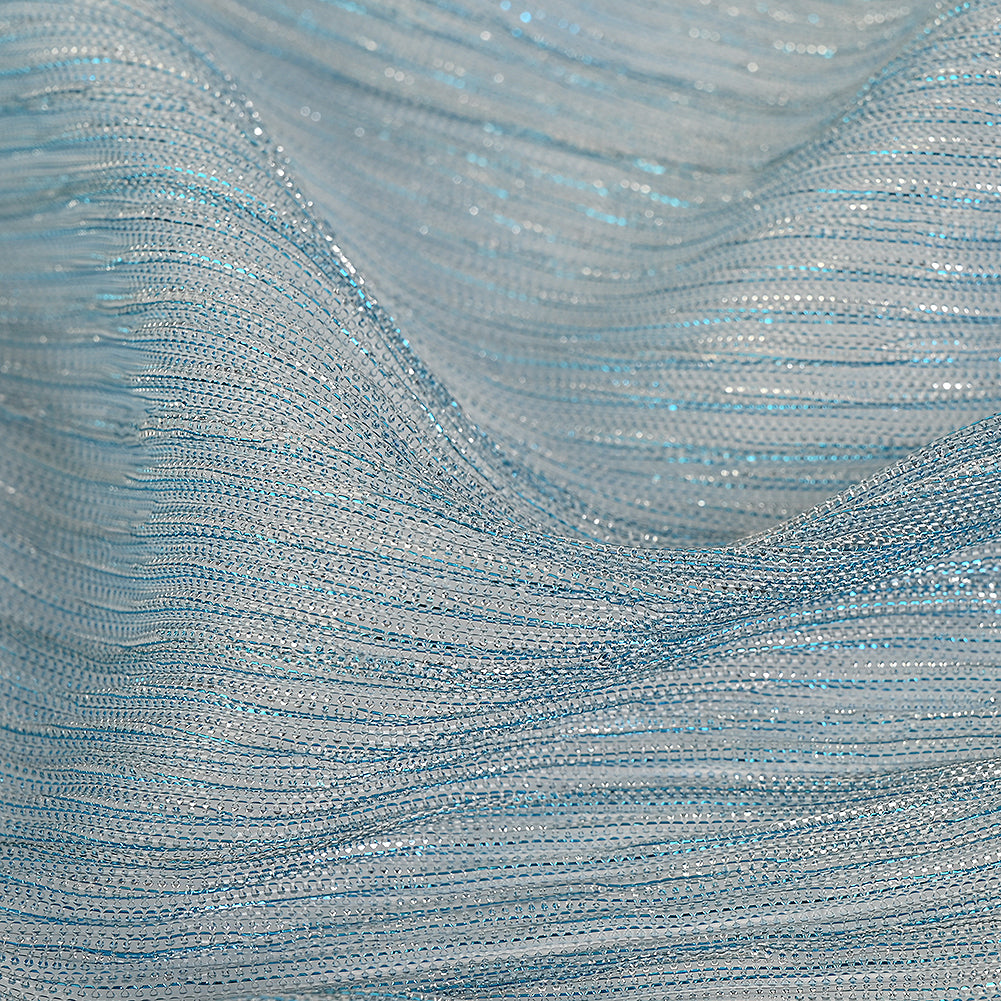 Metallic Stretch Plisse - Baby Blue - Natalia Collection Folded Metallic Stretch Plisse - Baby Blue - Natalia Collection Folded