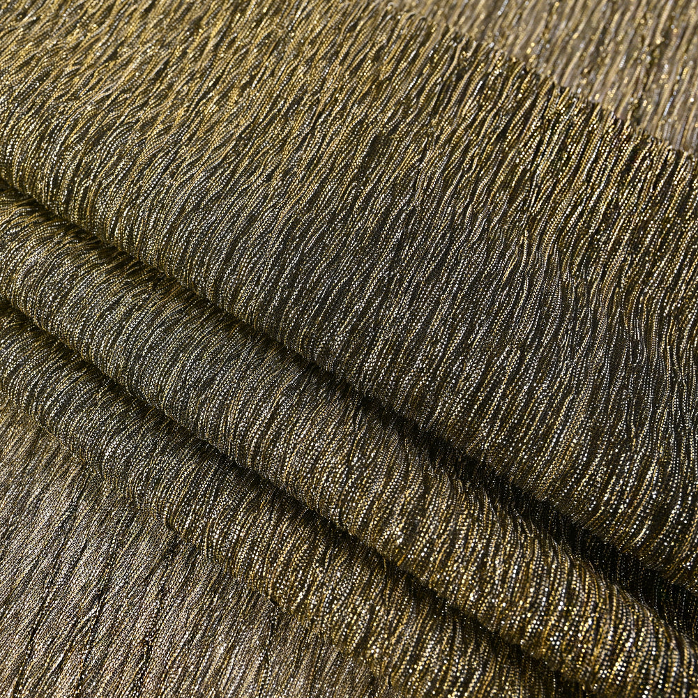 Metallic Stretch Plisse - Black and Gold - Natalia Collection Full Metallic Stretch Plisse - Black and Gold - Natalia Collection Full