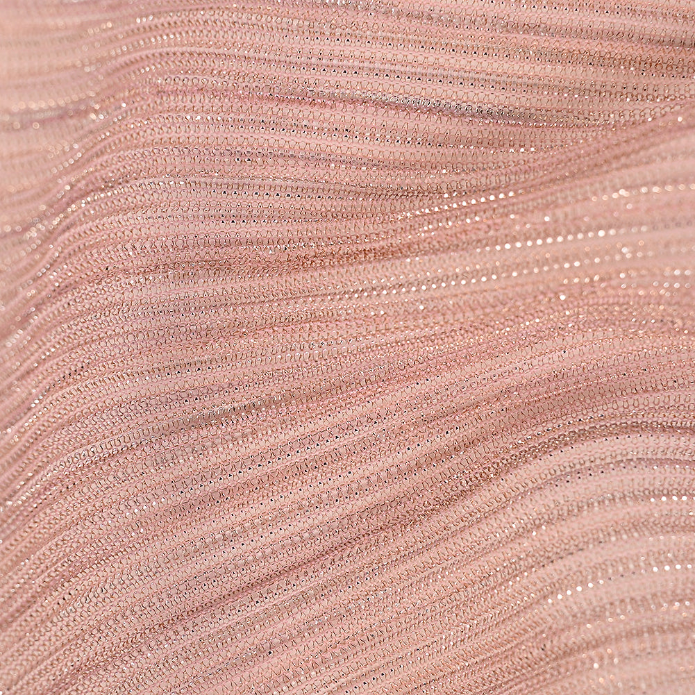 Metallic Stretch Plisse - Dusty Rose - Natalia Collection Folded Metallic Stretch Plisse - Dusty Rose - Natalia Collection Folded