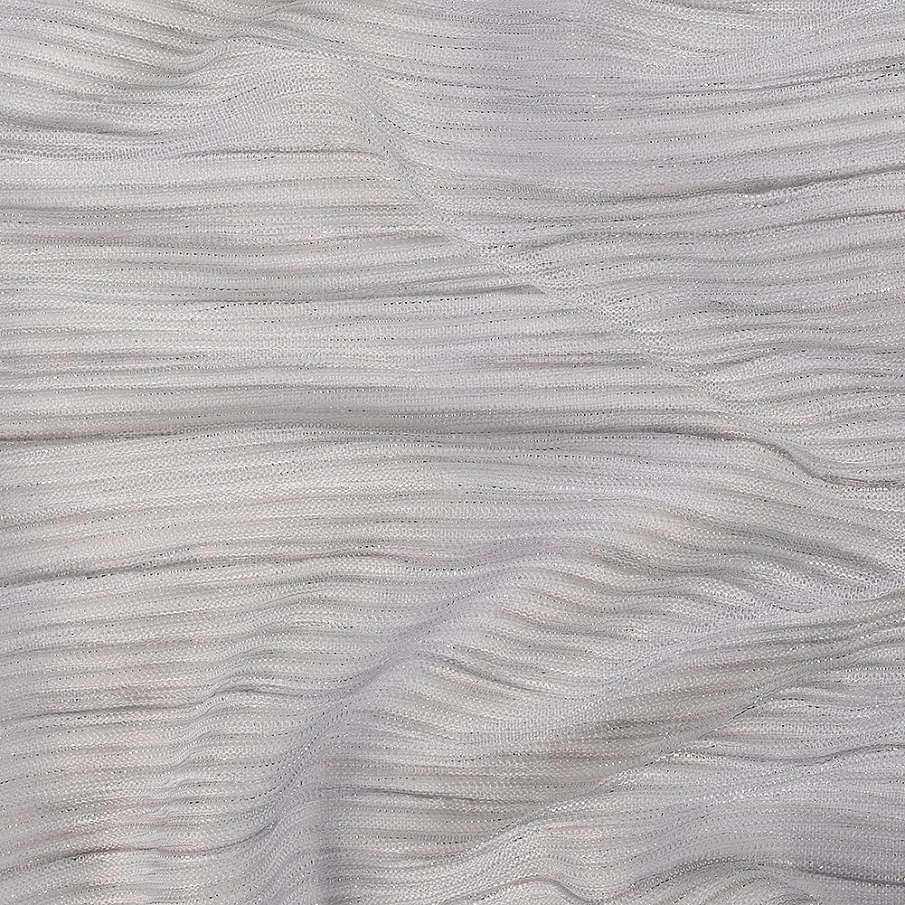 Metallic Stretch Plisse - Silver - Natalia Collection Folded Metallic Stretch Plisse - Silver - Natalia Collection Folded