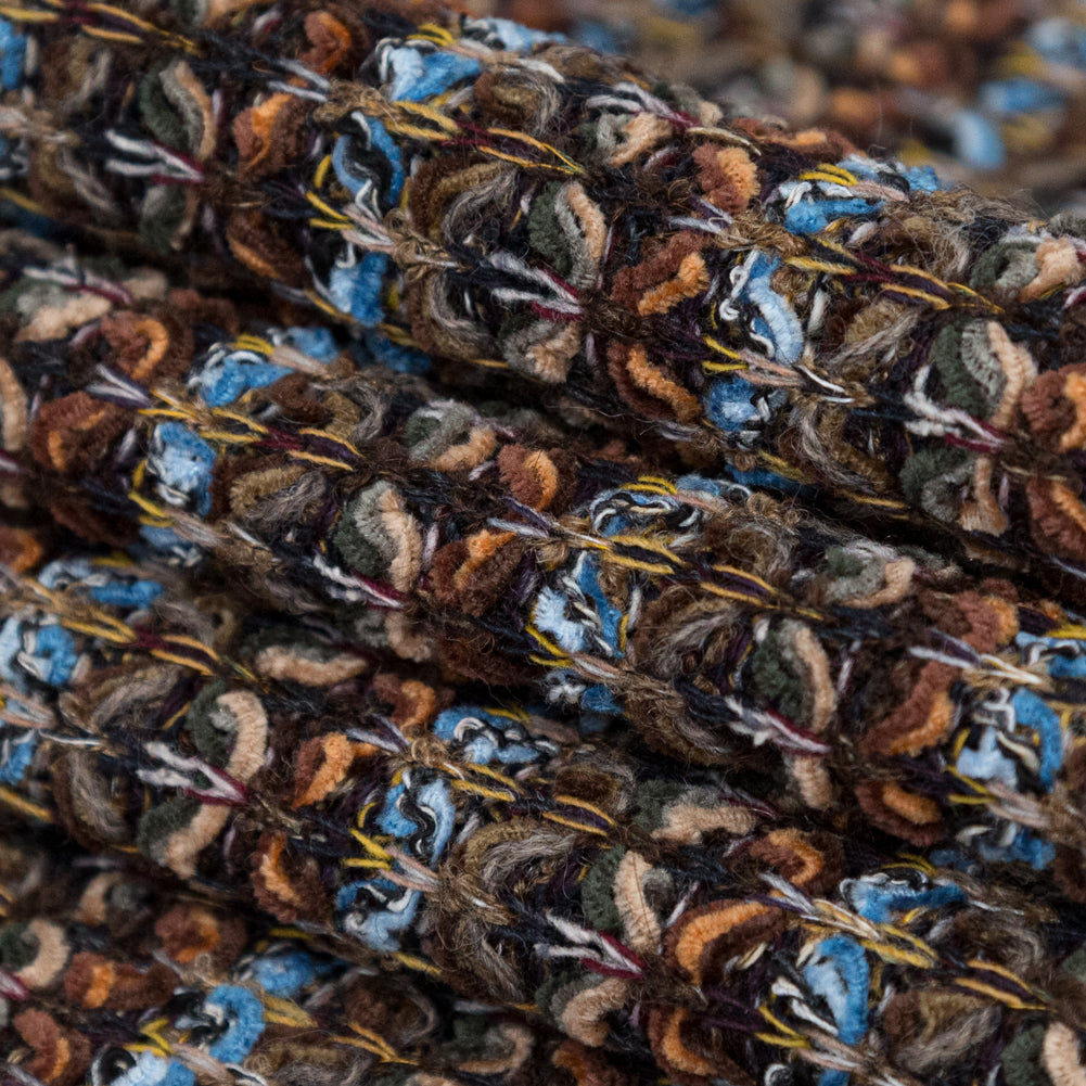 Brown, Aqua and Olive Striped Blended Wool Knit Folded Brown, Aqua and Olive Striped Blended Wool Knit Folded