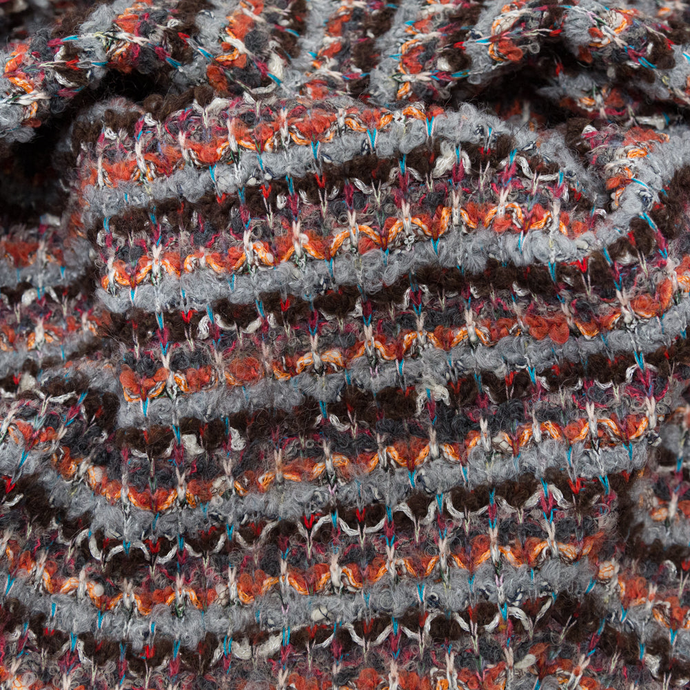 Rustic Orange, Chocolate Lab and Gray Striped Blended Wool Knit Detail Rustic Orange, Chocolate Lab and Gray Striped Blended Wool Knit Detail
