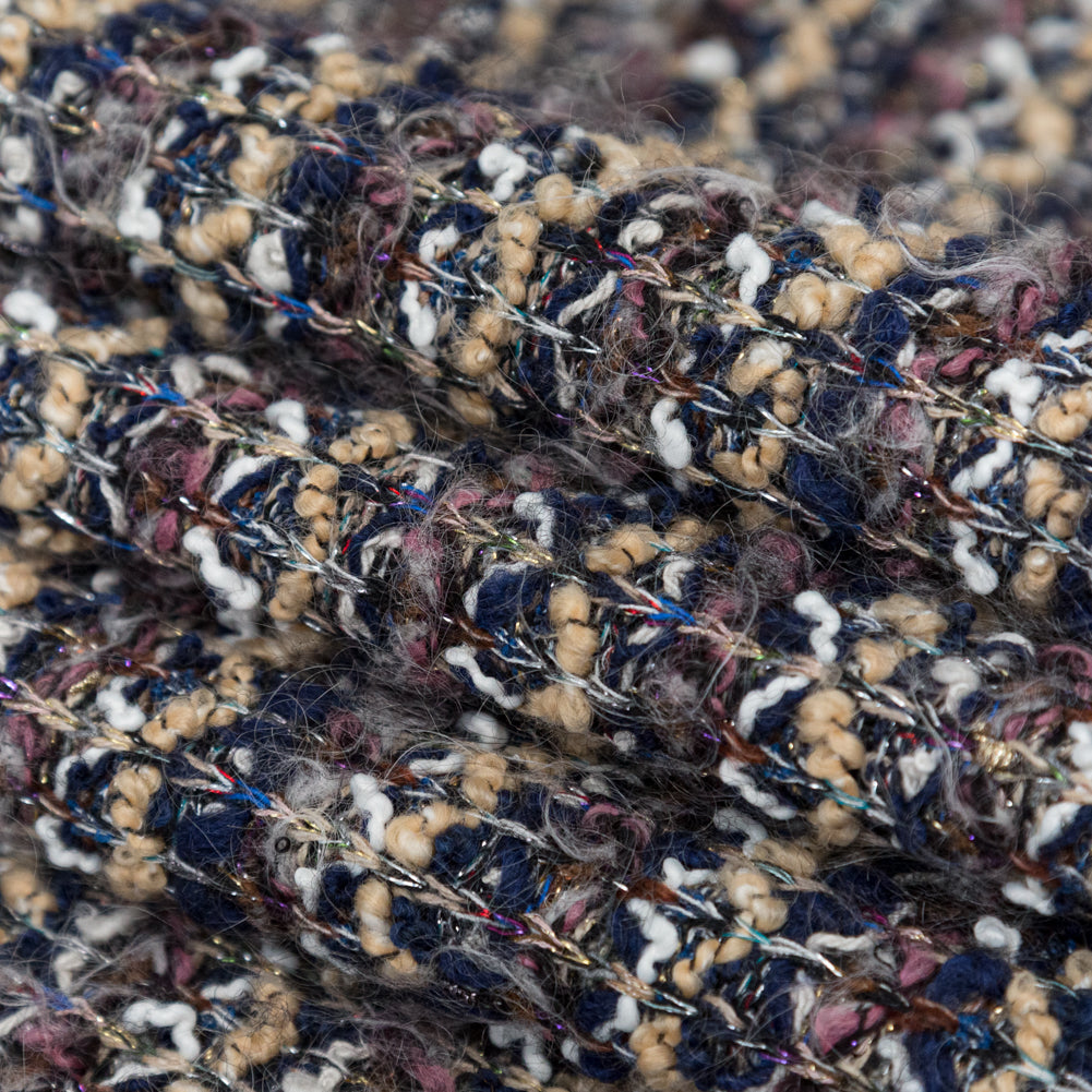 Dusty Rose, Beige and Eclipse Striped Blended Wool Knit with Multicolor Metallic Accents Folded Dusty Rose, Beige and Eclipse Striped Blended Wool Knit with Multicolor Metallic Accents Folded