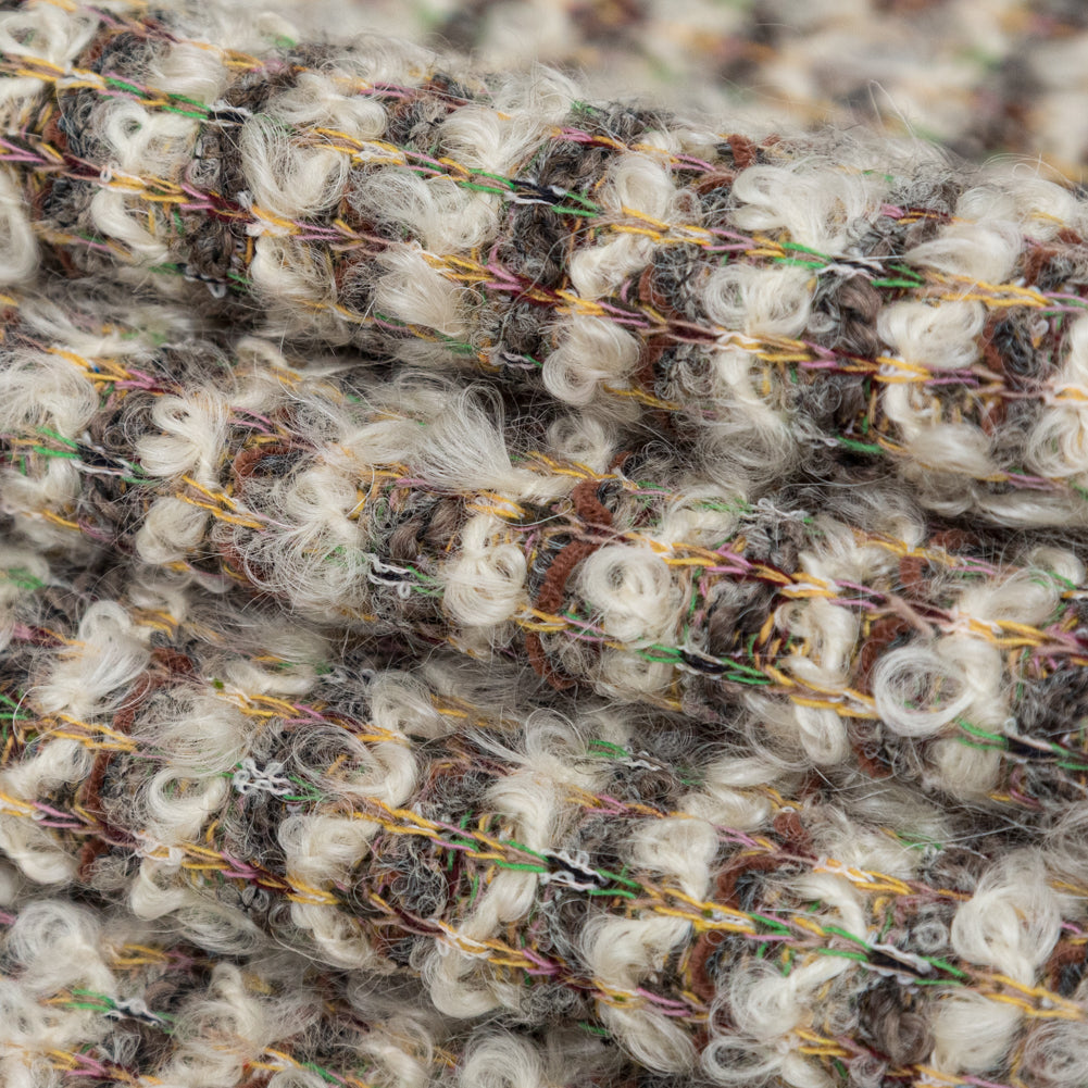 Irish Cream, Lime and Yellow Striped Blended Wool Knit Folded Irish Cream, Lime and Yellow Striped Blended Wool Knit Folded