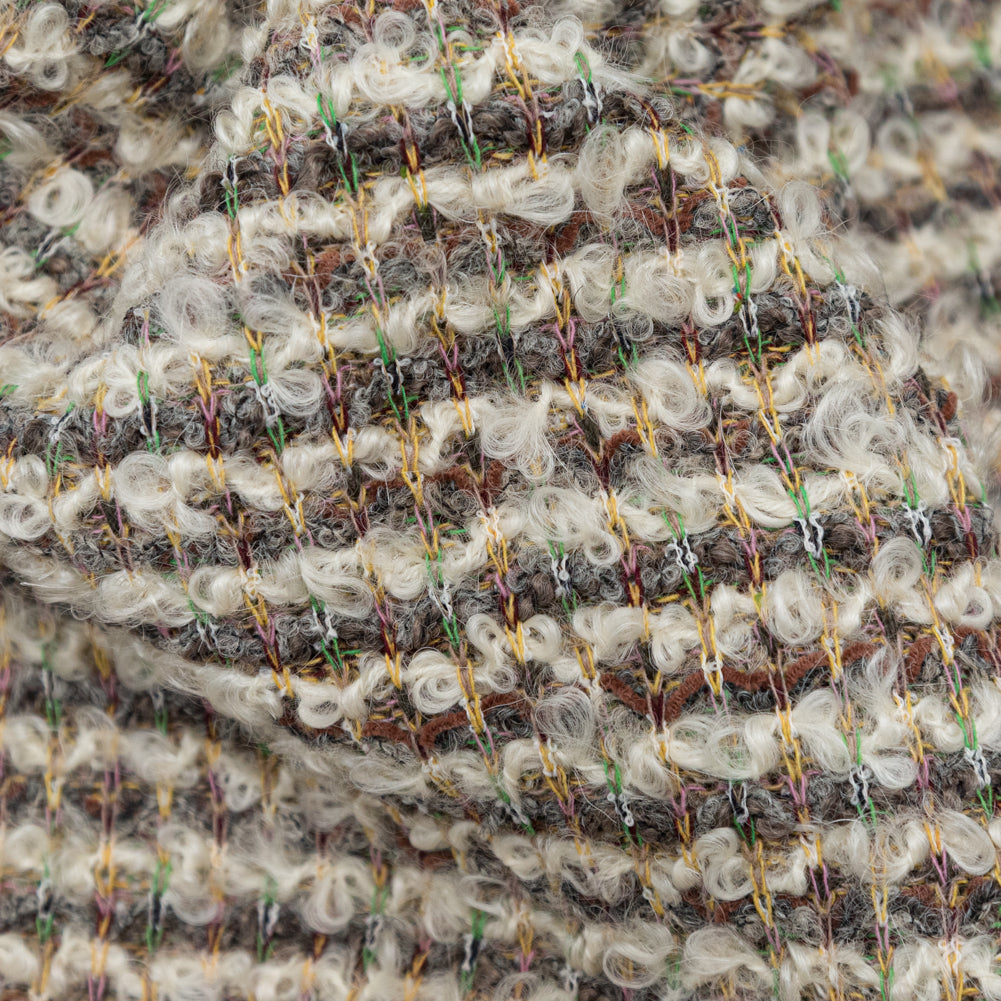 Irish Cream, Lime and Yellow Striped Blended Wool Knit Detail Irish Cream, Lime and Yellow Striped Blended Wool Knit Detail