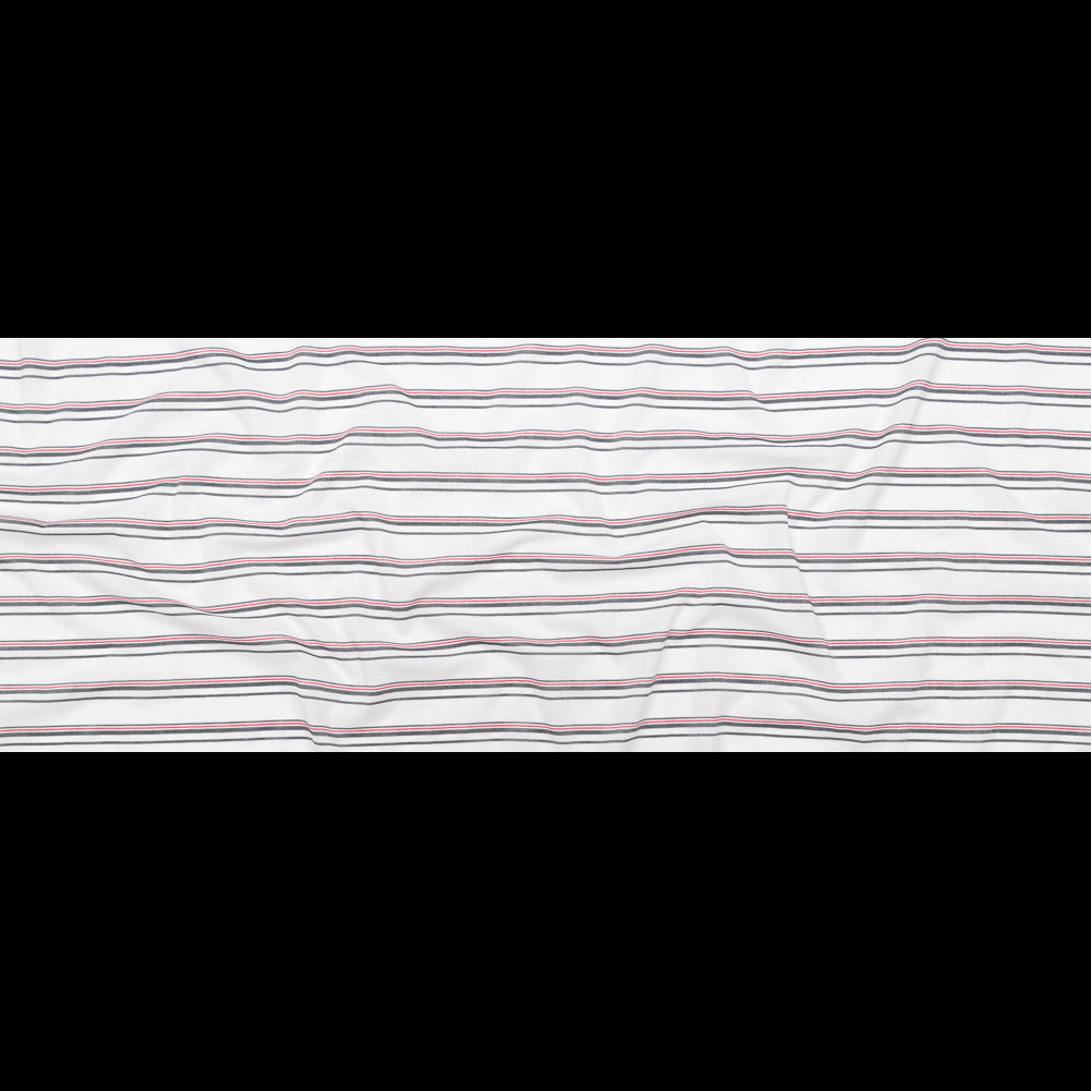 Italian Tomato Puree, White and Magnet Striped Cotton Voile Full Italian Tomato Puree, White and Magnet Striped Cotton Voile Full
