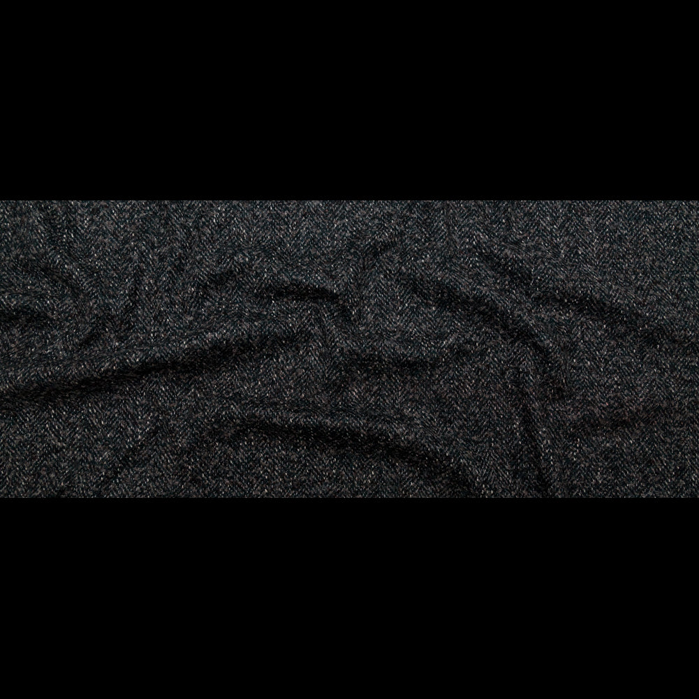 Deep Forest, Raven and Bone White Herringbone Boucle Wool Tweed Full Deep Forest, Raven and Bone White Herringbone Boucle Wool Tweed Full