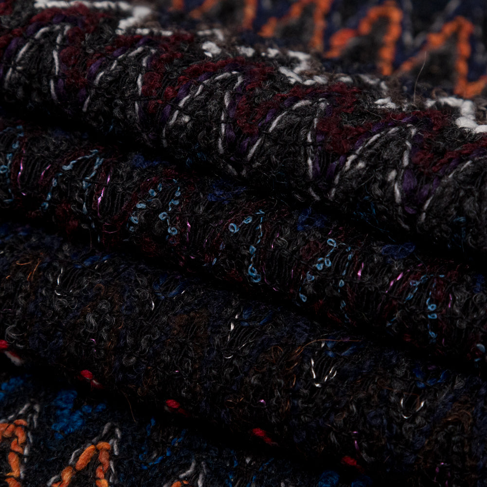 Italian Winter Tones Zig-Zag Novelty Wool Knit Folded Italian Winter Tones Zig-Zag Novelty Wool Knit Folded