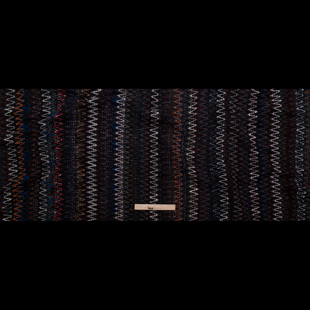 Italian Winter Tones Zig-Zag Novelty Wool Knit Full Italian Winter Tones Zig-Zag Novelty Wool Knit Full