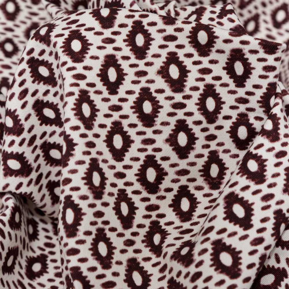 Whisper White and Decadent Chocolate Geometric Printed Stretch Cotton Twill Detail Whisper White and Decadent Chocolate Geometric Printed Stretch Cotton Twill Detail