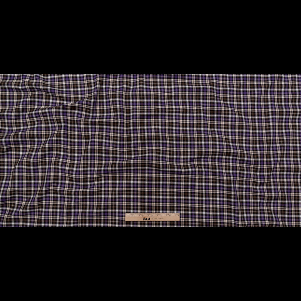 Italian Mystical, Chestnut and White Tartan Plaid Cotton Twill Full Italian Mystical, Chestnut and White Tartan Plaid Cotton Twill Full