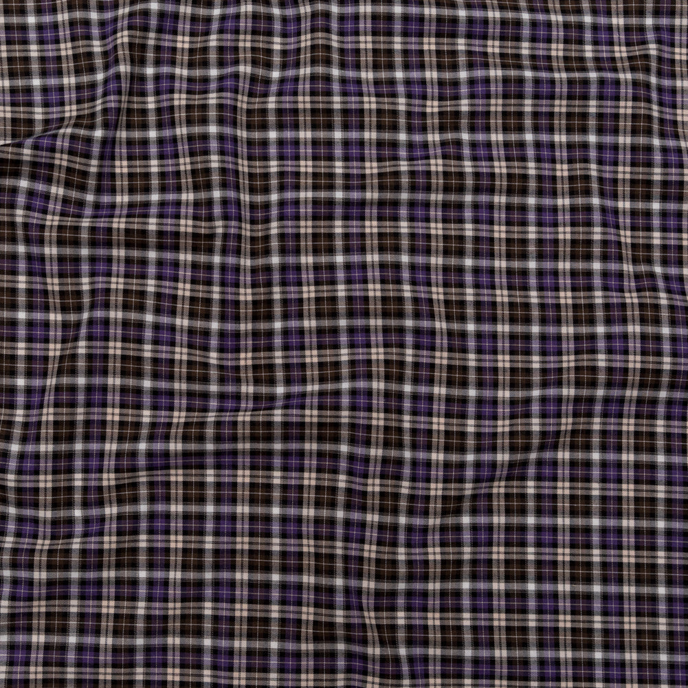 Italian Mystical, Chestnut and White Tartan Plaid Cotton Twill Italian Mystical, Chestnut and White Tartan Plaid Cotton Twill