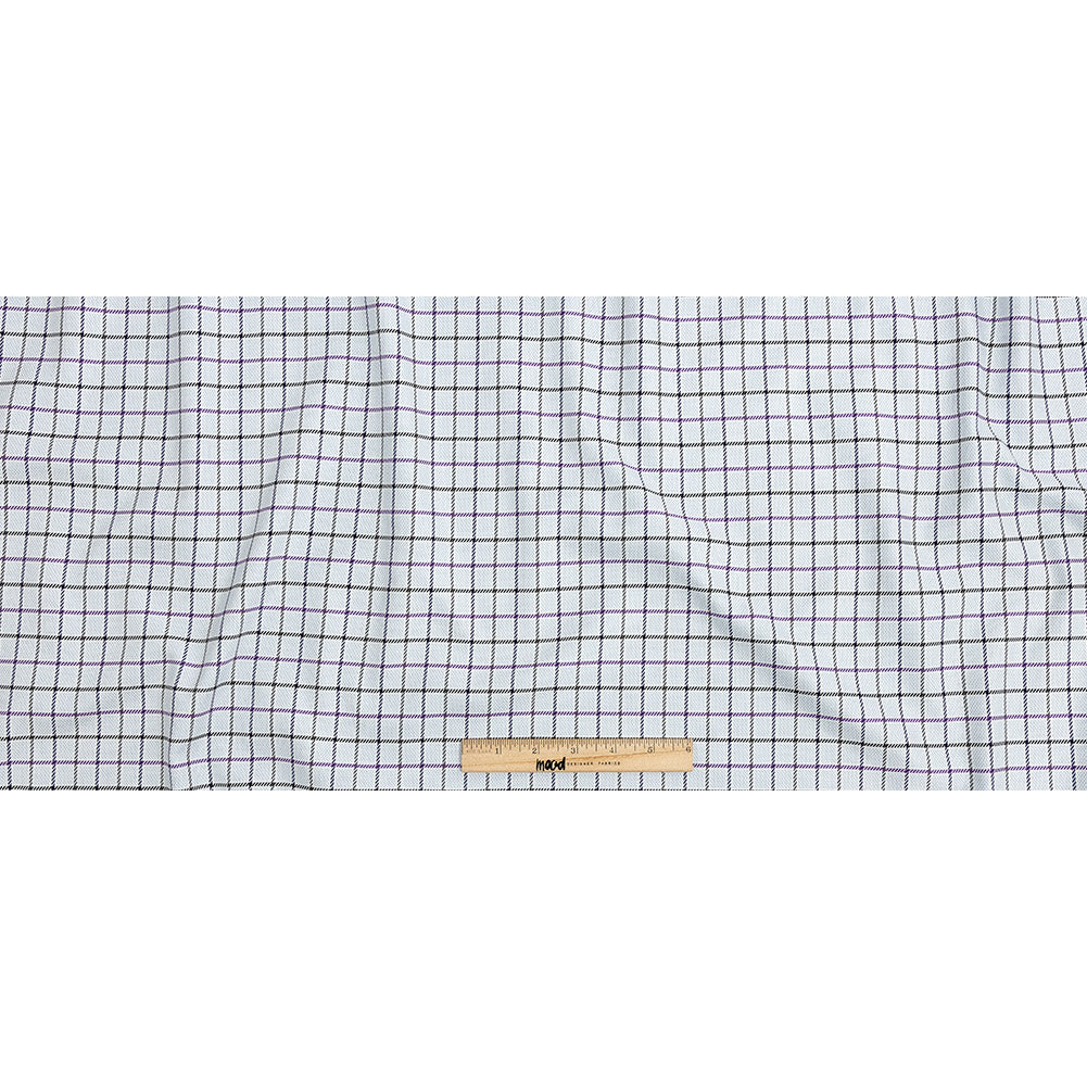 Premium Purple, Black and White Checks and Zig Zags Cotton Dobby Shirting Full Premium Purple, Black and White Checks and Zig Zags Cotton Dobby Shirting Full