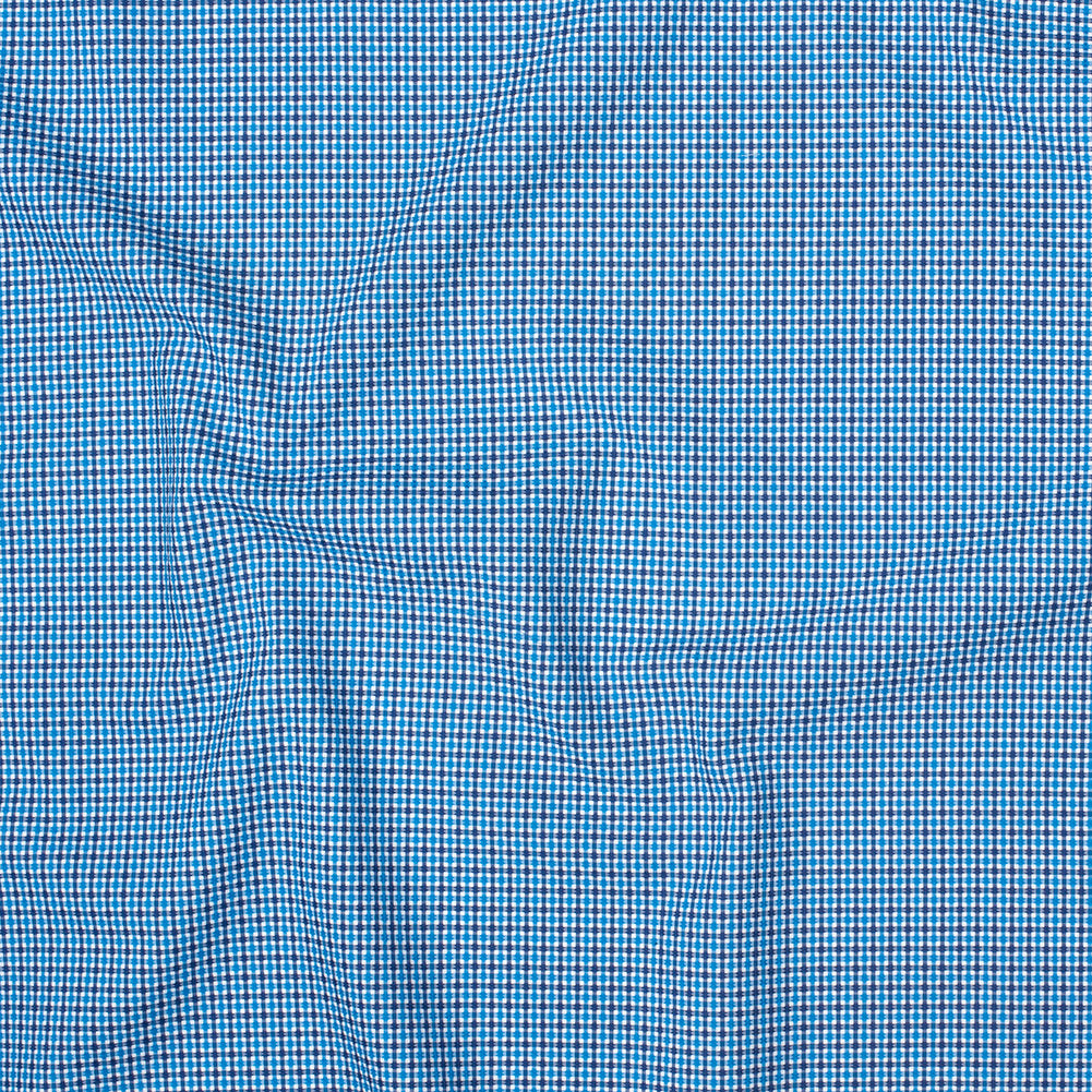 Premium Blue, Black and White Geometric Cotton Dobby Shirting Premium Blue, Black and White Geometric Cotton Dobby Shirting