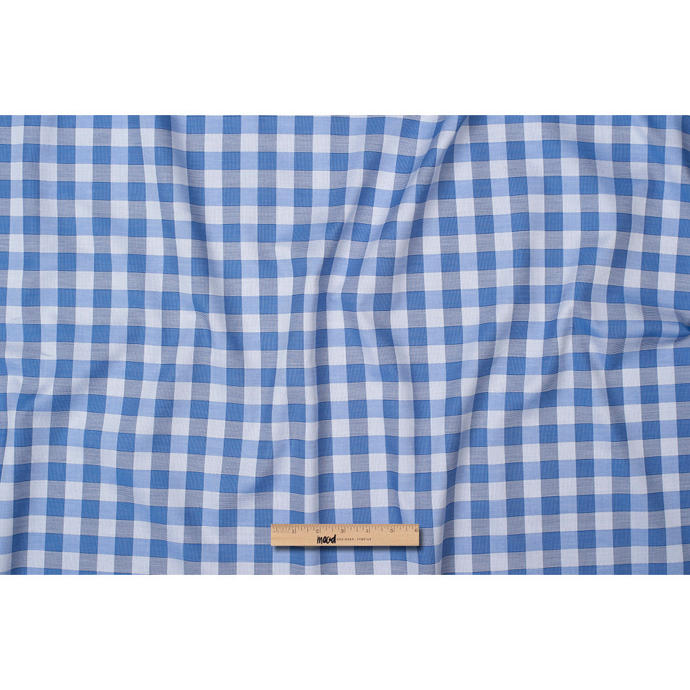 Premium Pale Iris and Royal Blue Plaid Single Ply Cotton Shirting Full Premium Pale Iris and Royal Blue Plaid Single Ply Cotton Shirting Full