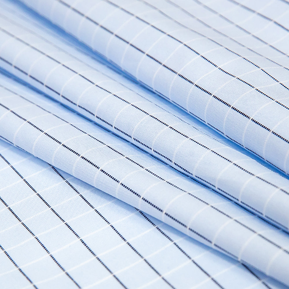 Premium Light Blue Woven Checks Dobby Cotton Shirting Folded Premium Light Blue Woven Checks Dobby Cotton Shirting Folded