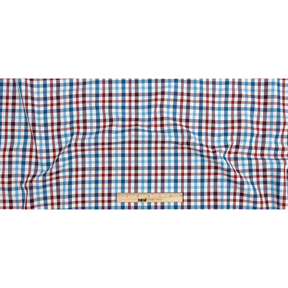 Premium Red, White and Blue Plaid Twill Cotton Shirting Full Premium Red, White and Blue Plaid Twill Cotton Shirting Full