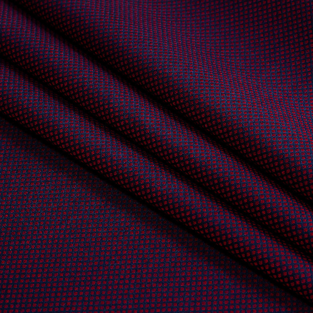 Premium Maroon and Navy Diamond Spotted Jacquard Cotton Shirting Folded Premium Maroon and Navy Diamond Spotted Jacquard Cotton Shirting Folded