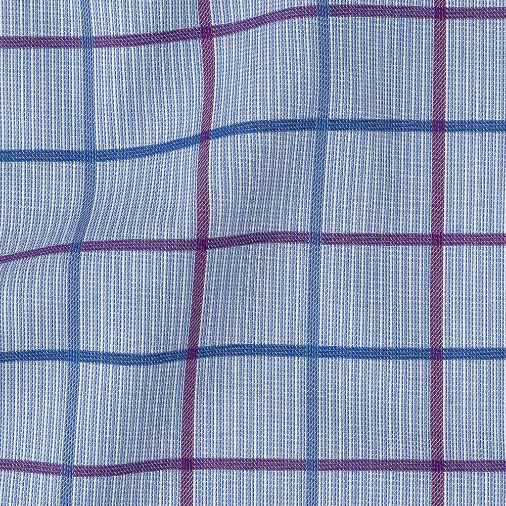 Premium Medium Blue, Maroon and Meadow Violet Tattersall Checkered and Pinstripes Cotton Shirting Detail Premium Medium Blue, Maroon and Meadow Violet Tattersall Checkered and Pinstripes Cotton Shirting Detail