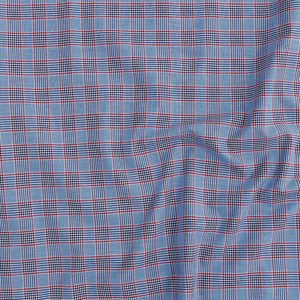 Premium Blue Ribbon and Red Plaid Cotton Shirting Premium Blue Ribbon and Red Plaid Cotton Shirting